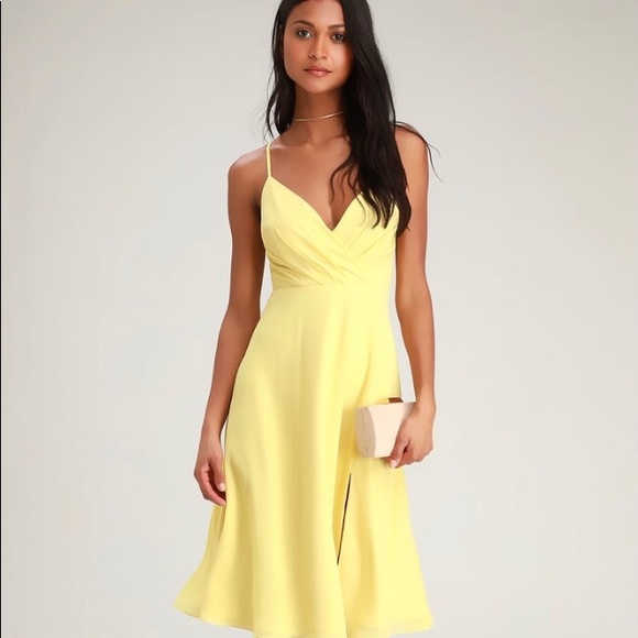 Lulus | Dresses | Lulus Aline Butter Yellow Sheer Silklined Dress | Poshmark